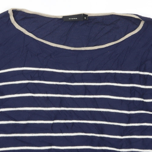 Fransa Womens Blue Striped  Pullover Jumper Size S