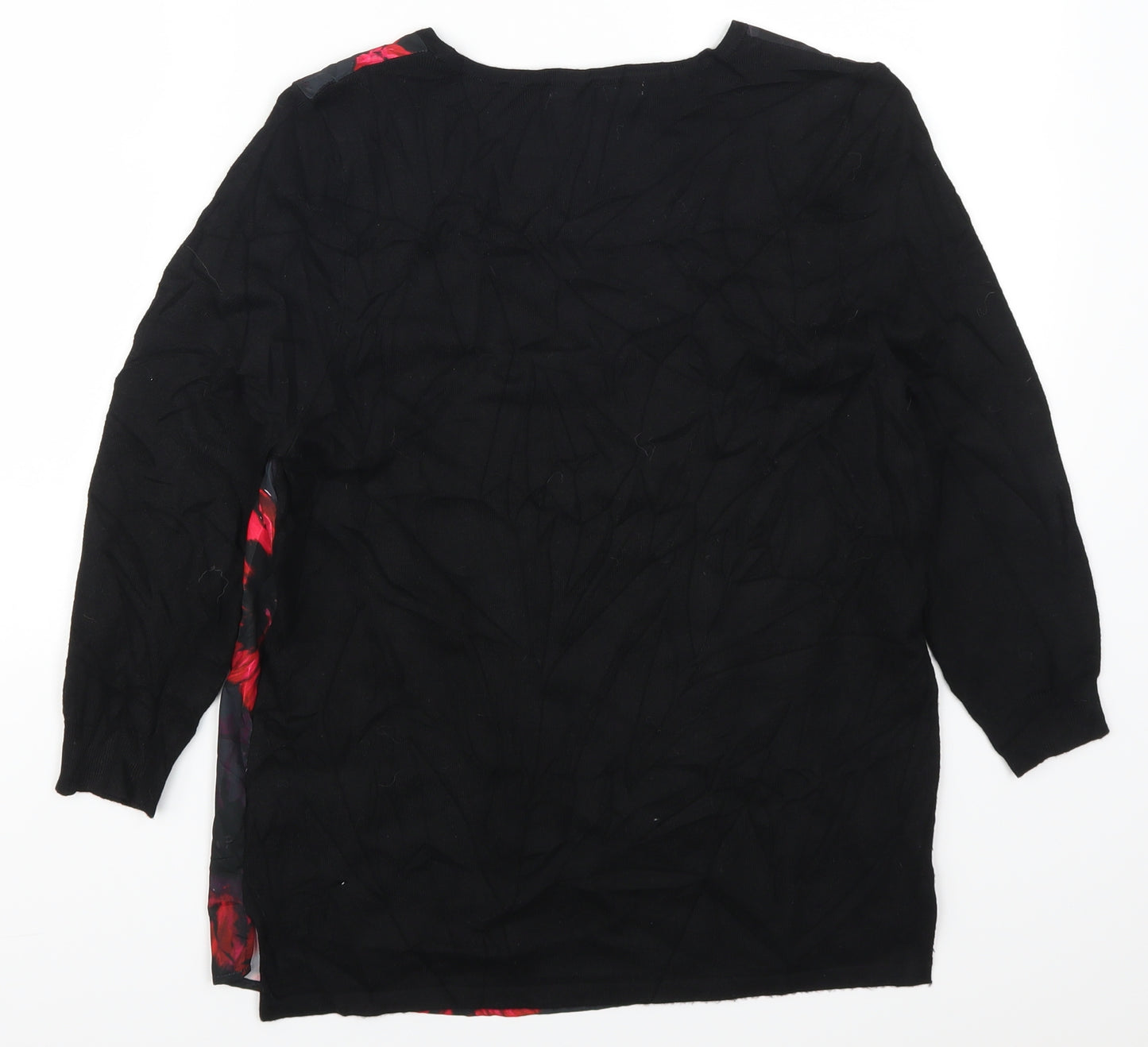 George Womens Black Floral  Pullover Jumper Size 12  - Red Flowers