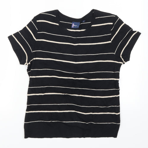 DASH Womens Black Striped  Pullover Jumper Size 10
