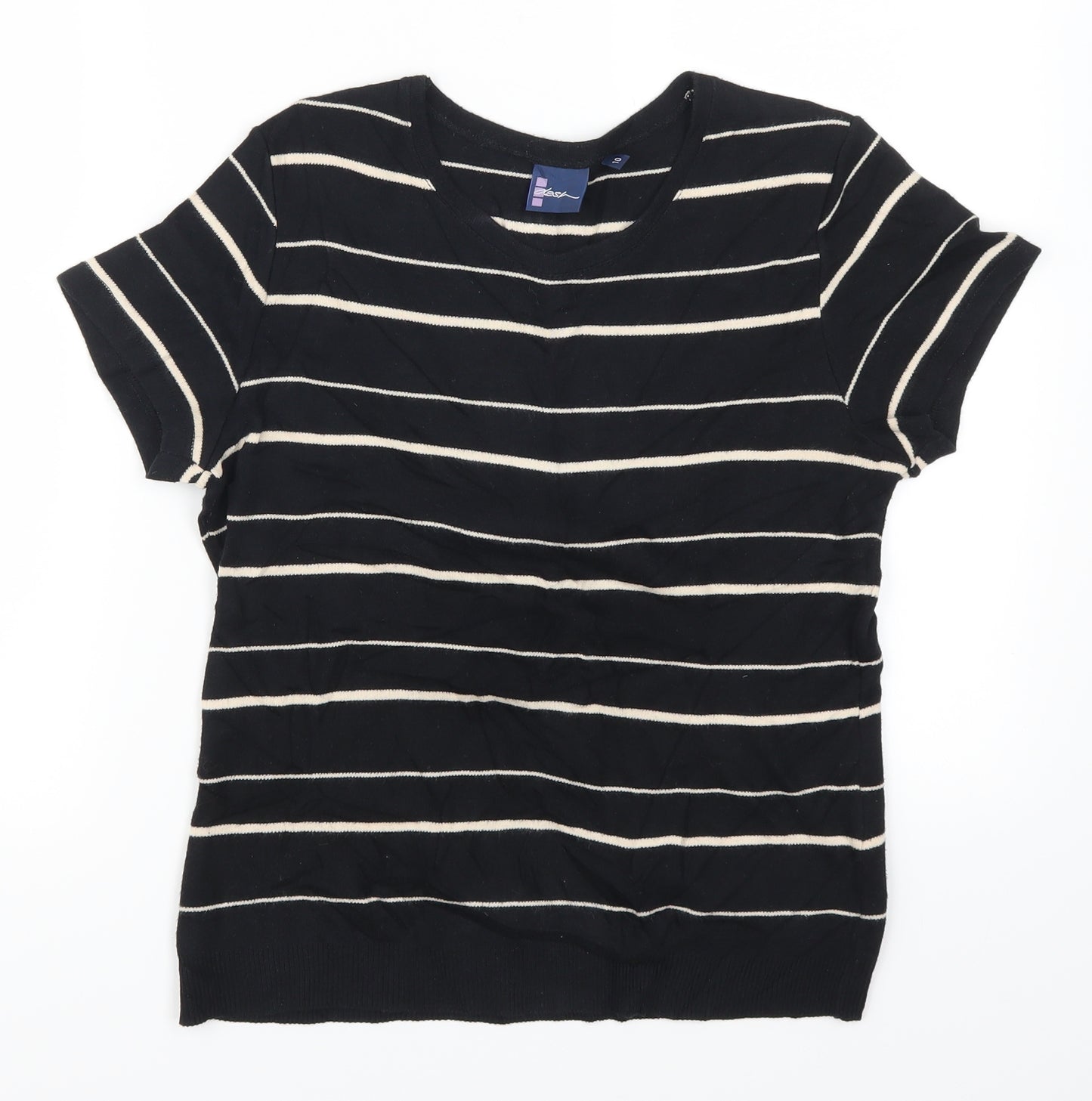 DASH Womens Black Striped  Pullover Jumper Size 10