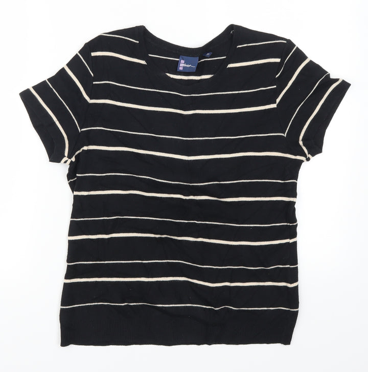 DASH Womens Black Striped Pullover Jumper Size 10