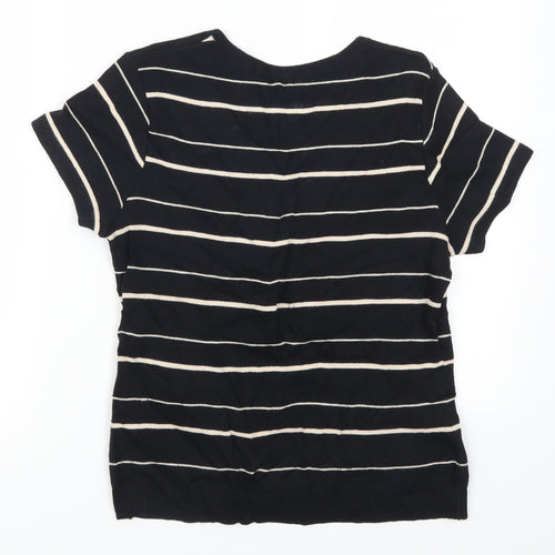 DASH Womens Black Striped  Pullover Jumper Size 10