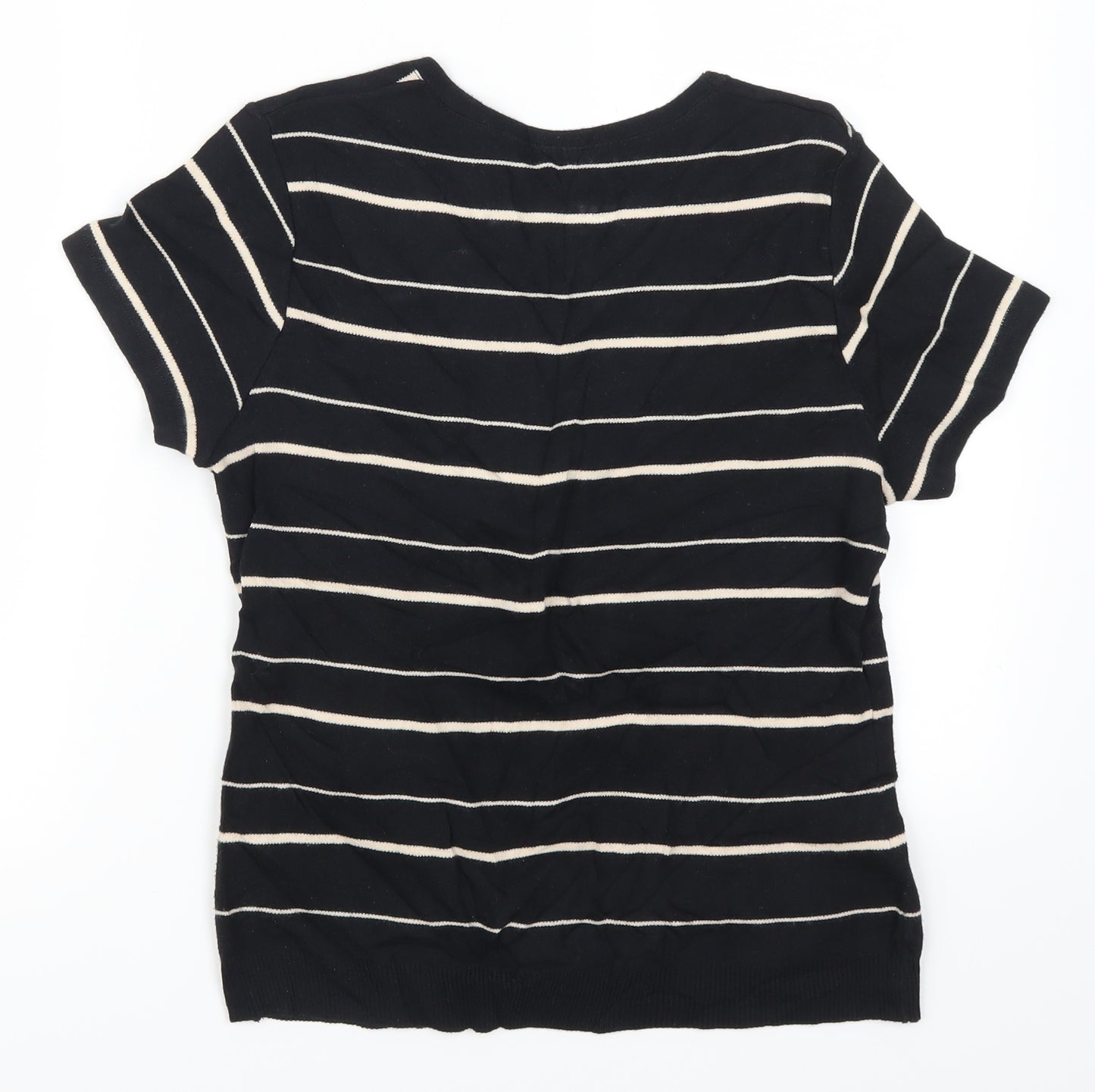 DASH Womens Black Striped  Pullover Jumper Size 10