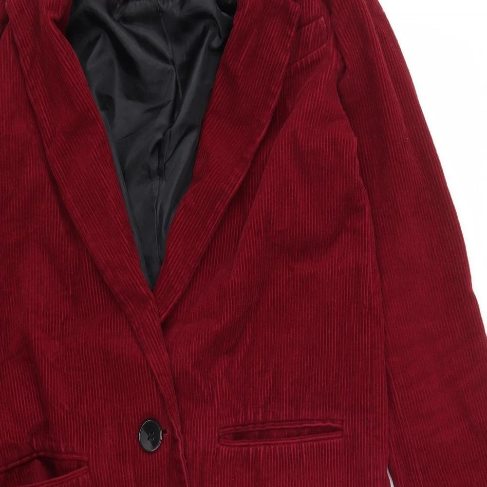 Primark Womens Red  Corduroy Overcoat Coat Size 4