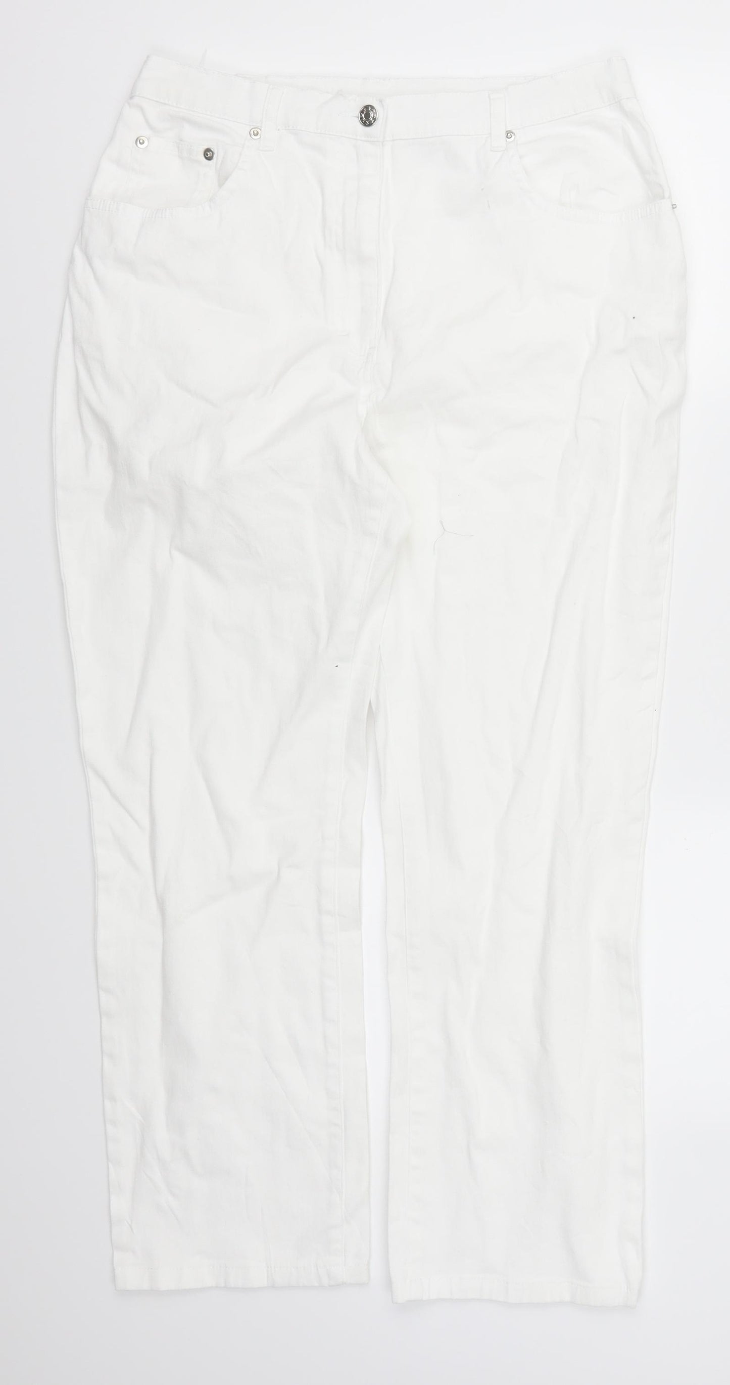 Preworn Womens White  Denim Straight Jeans Size 30 in L25 in