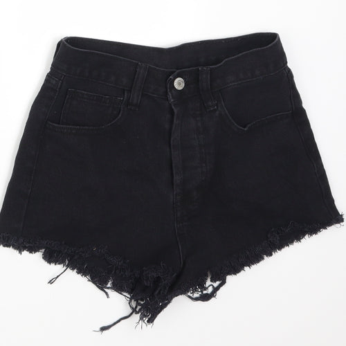 Preworn Womens Black  Denim Hot Pants Shorts Size S