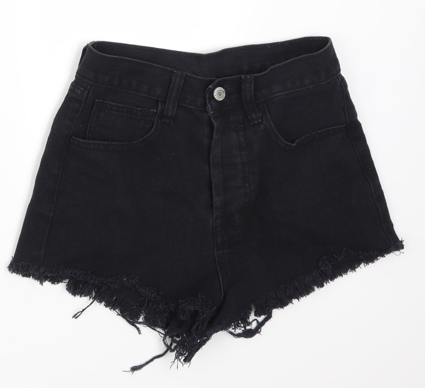 Preworn Womens Black  Denim Hot Pants Shorts Size S