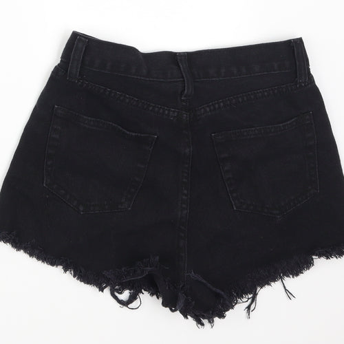 Preworn Womens Black  Denim Hot Pants Shorts Size S