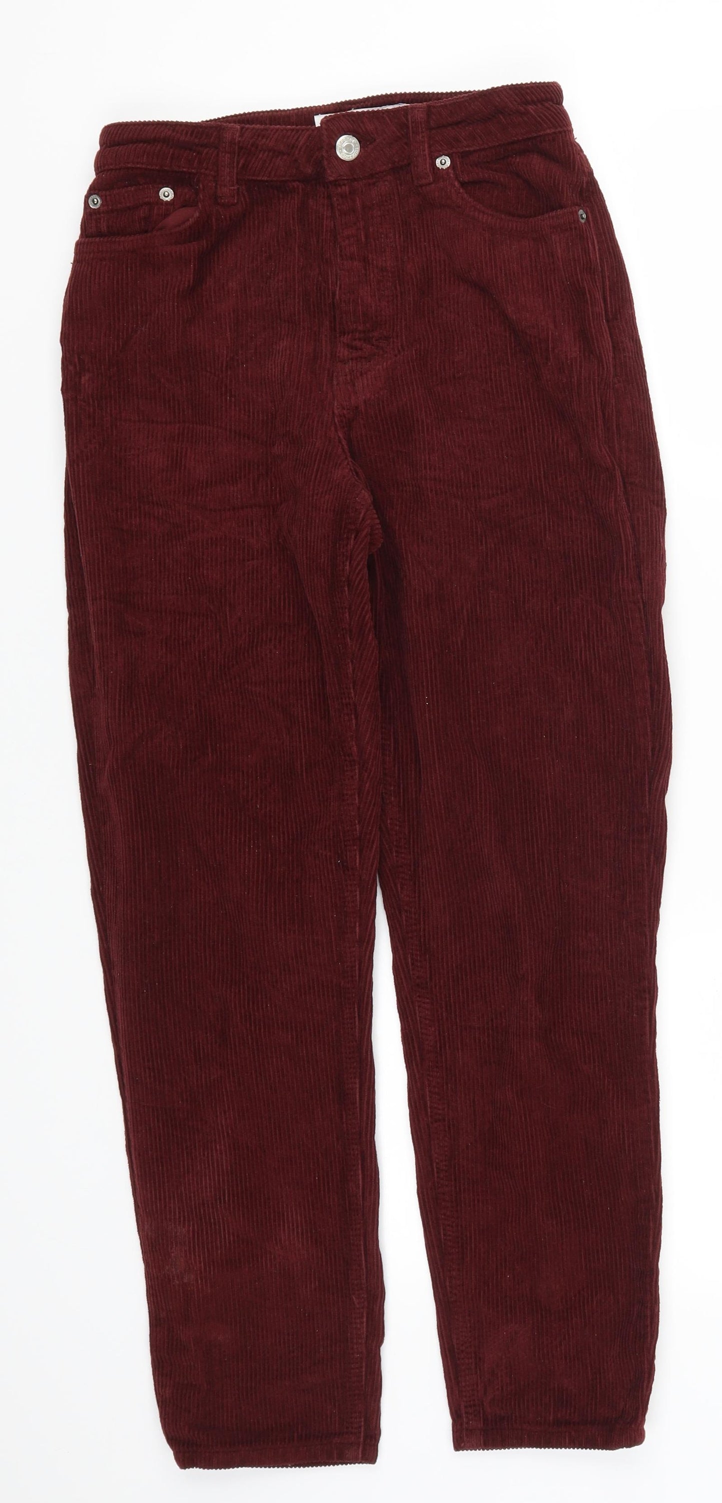 Topshop Womens Red  Corduroy Trousers  Size 26 in L27 in - Mom Fit