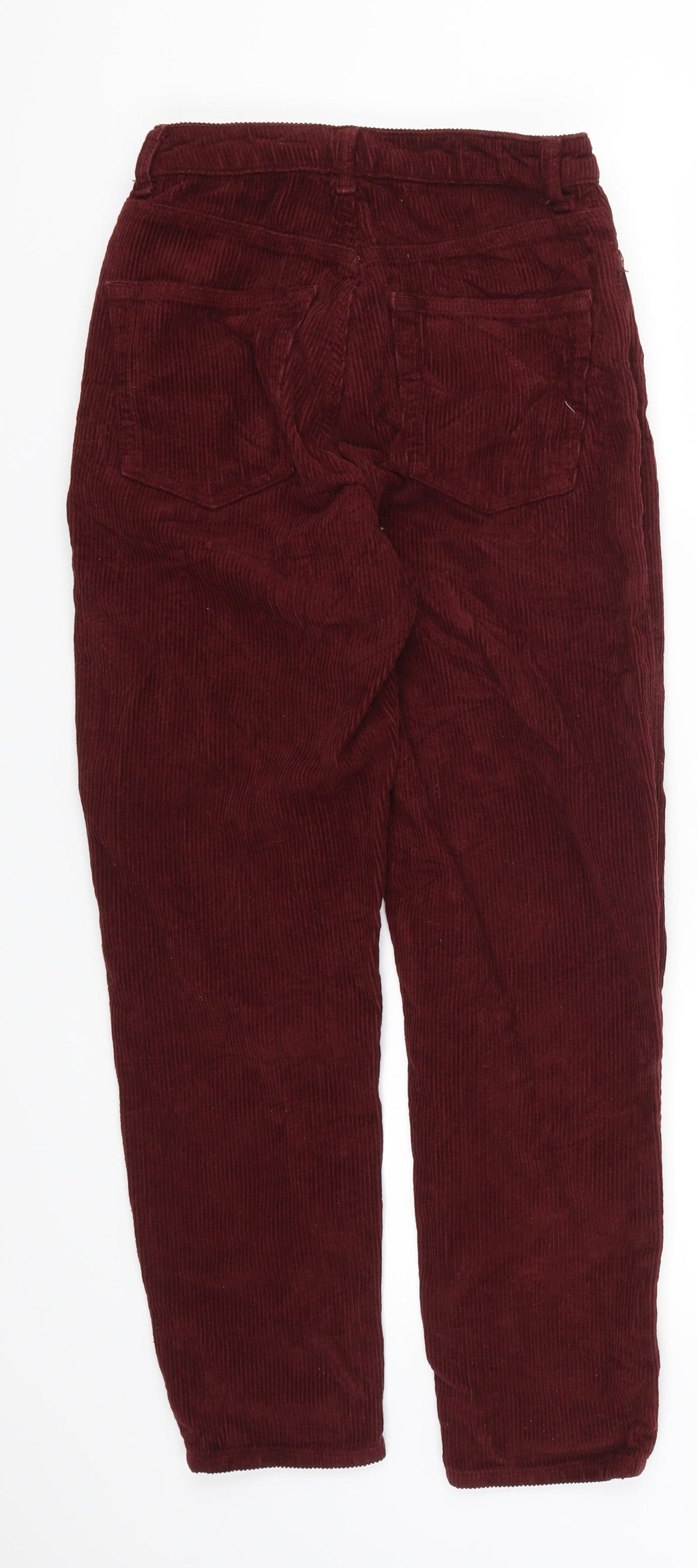Topshop Womens Red  Corduroy Trousers  Size 26 in L27 in - Mom Fit