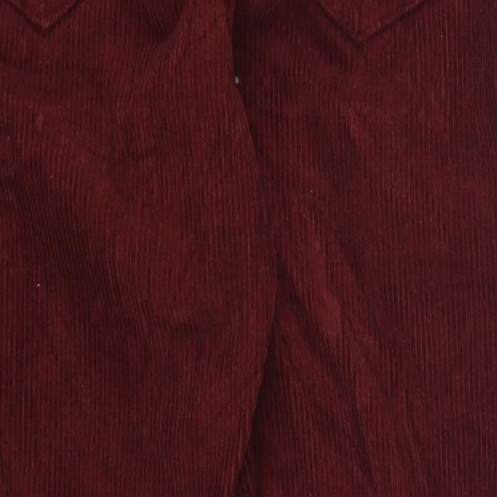 Topshop Womens Red  Corduroy Trousers  Size 26 in L27 in - Mom Fit