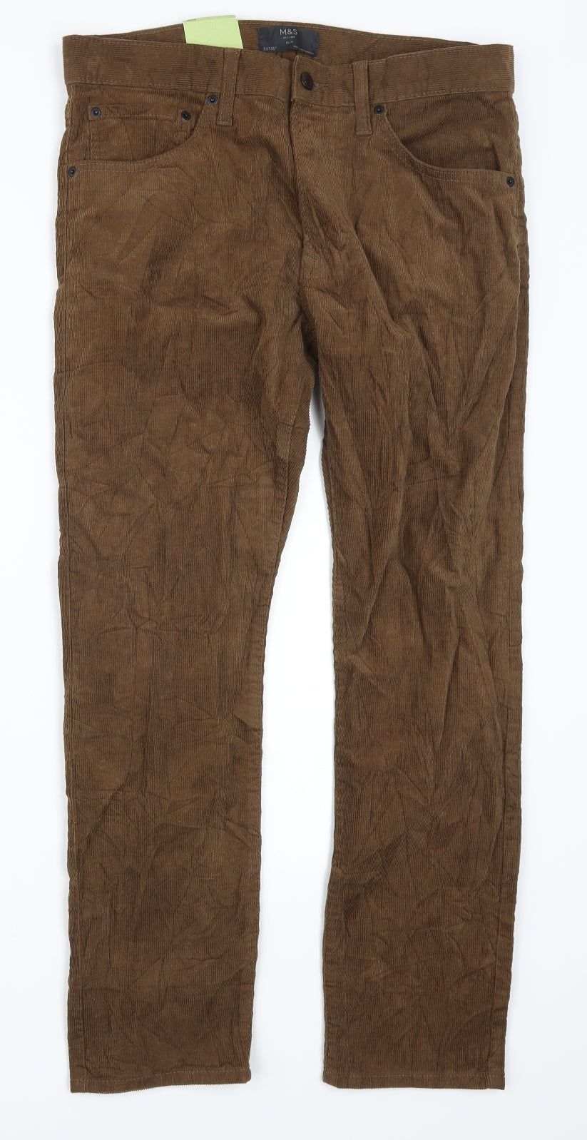 Marks and Spencer Mens Brown  Corduroy Trousers  Size 32 L29 in