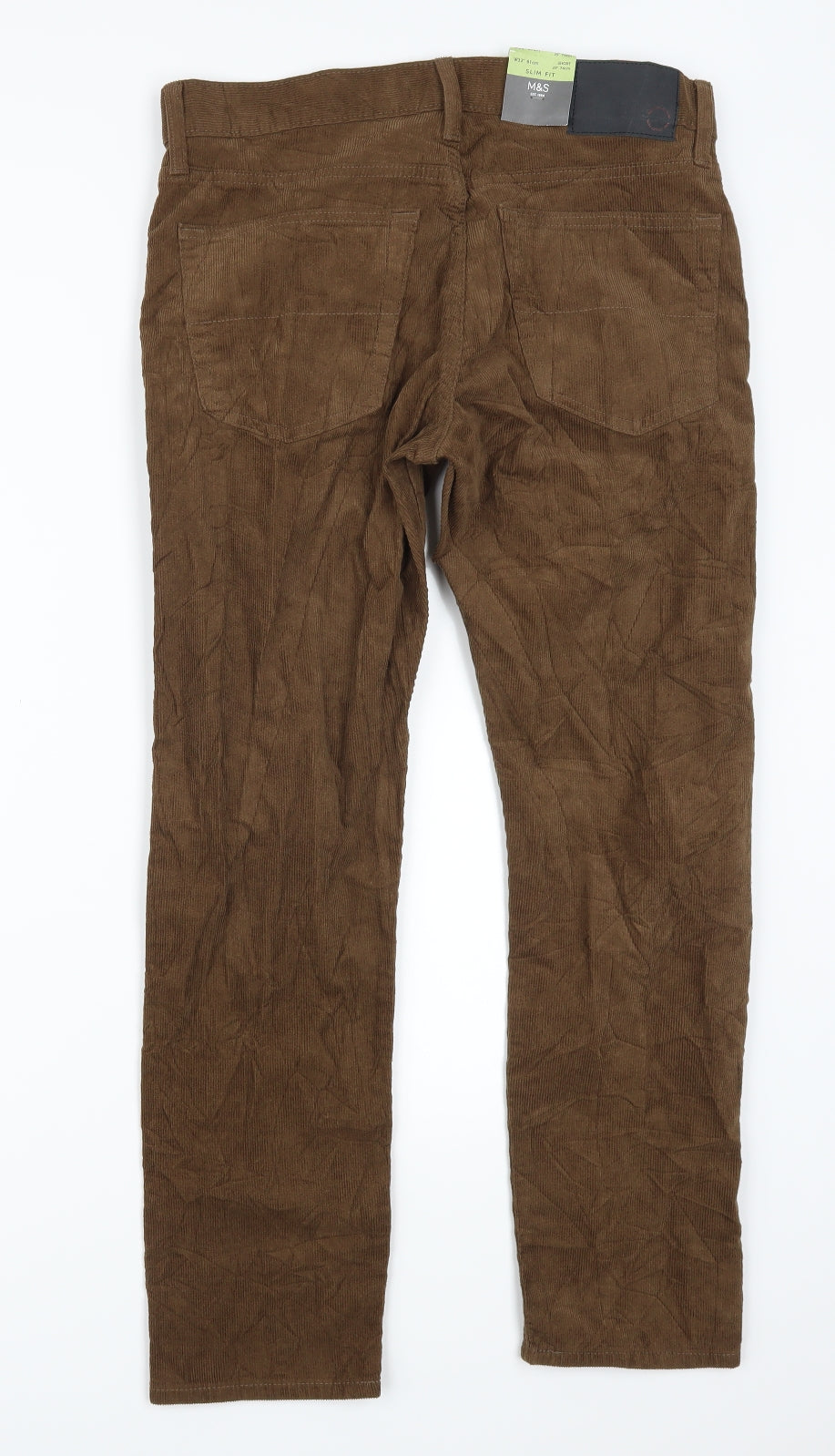 Marks and Spencer Mens Brown  Corduroy Trousers  Size 32 L29 in