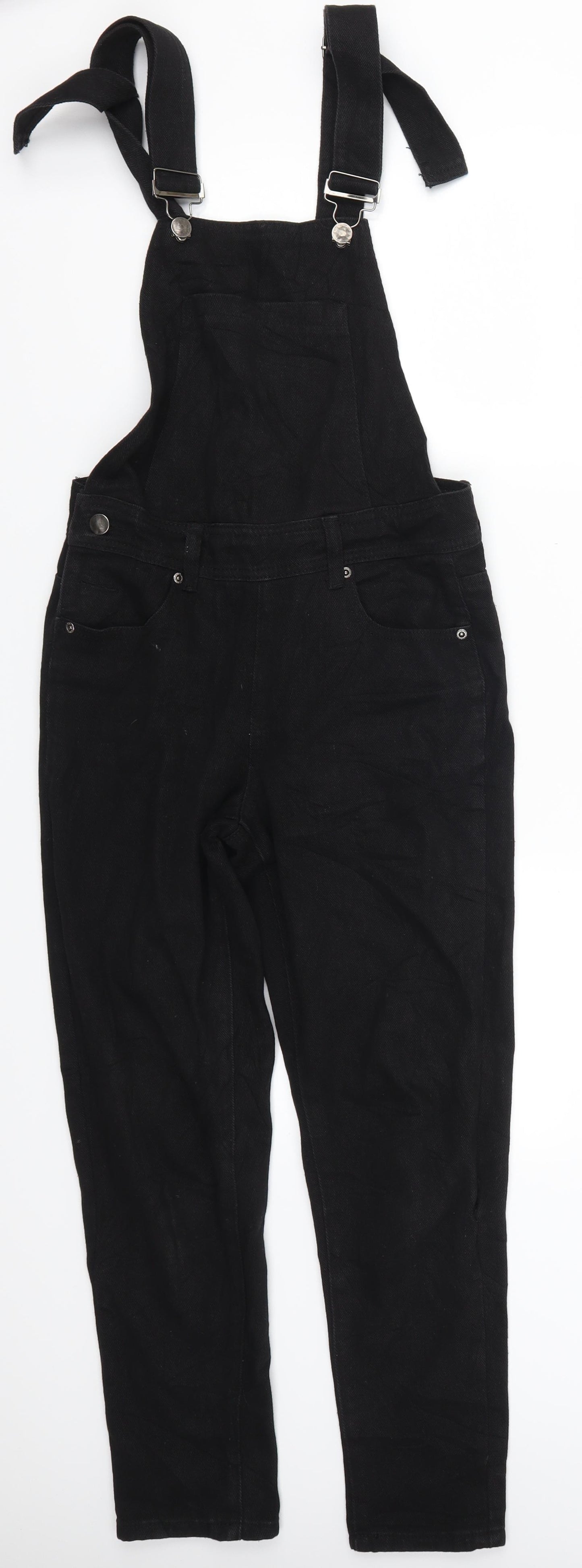 Preworn Womens Black  Denim Dungaree One-Piece Size 6 L26 in
