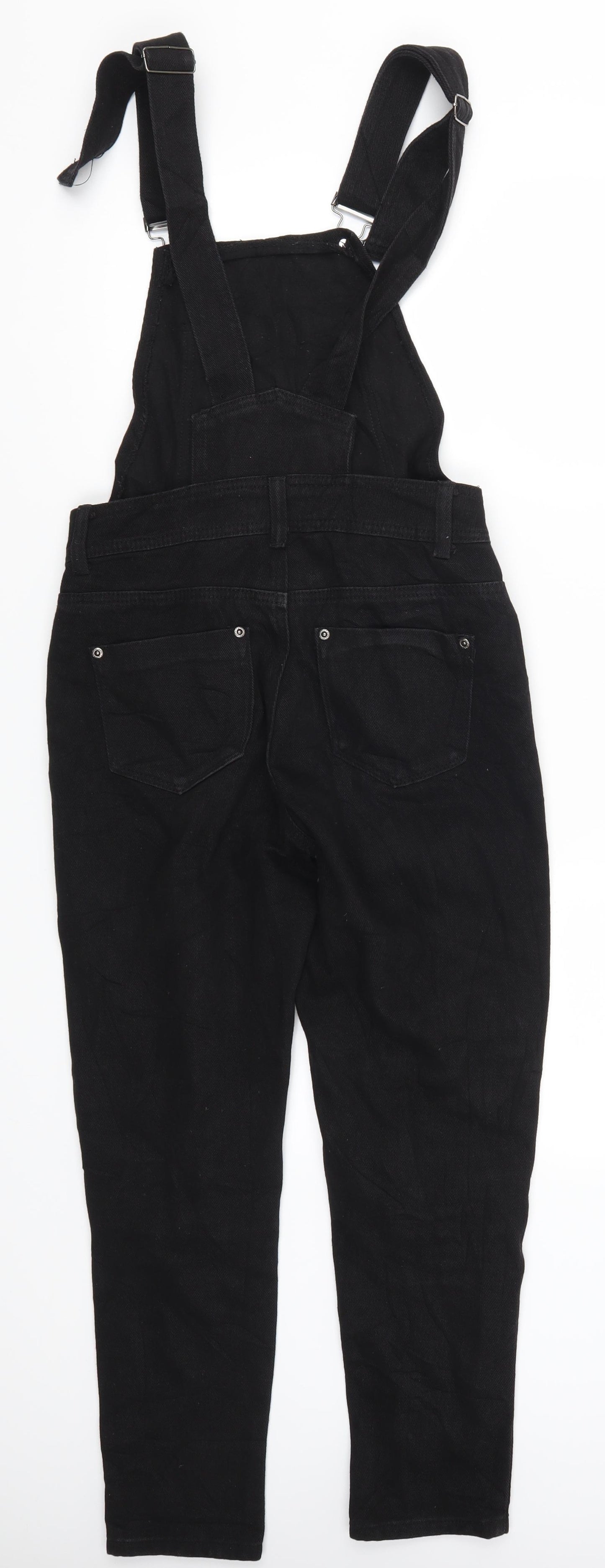 Preworn Womens Black  Denim Dungaree One-Piece Size 6 L26 in