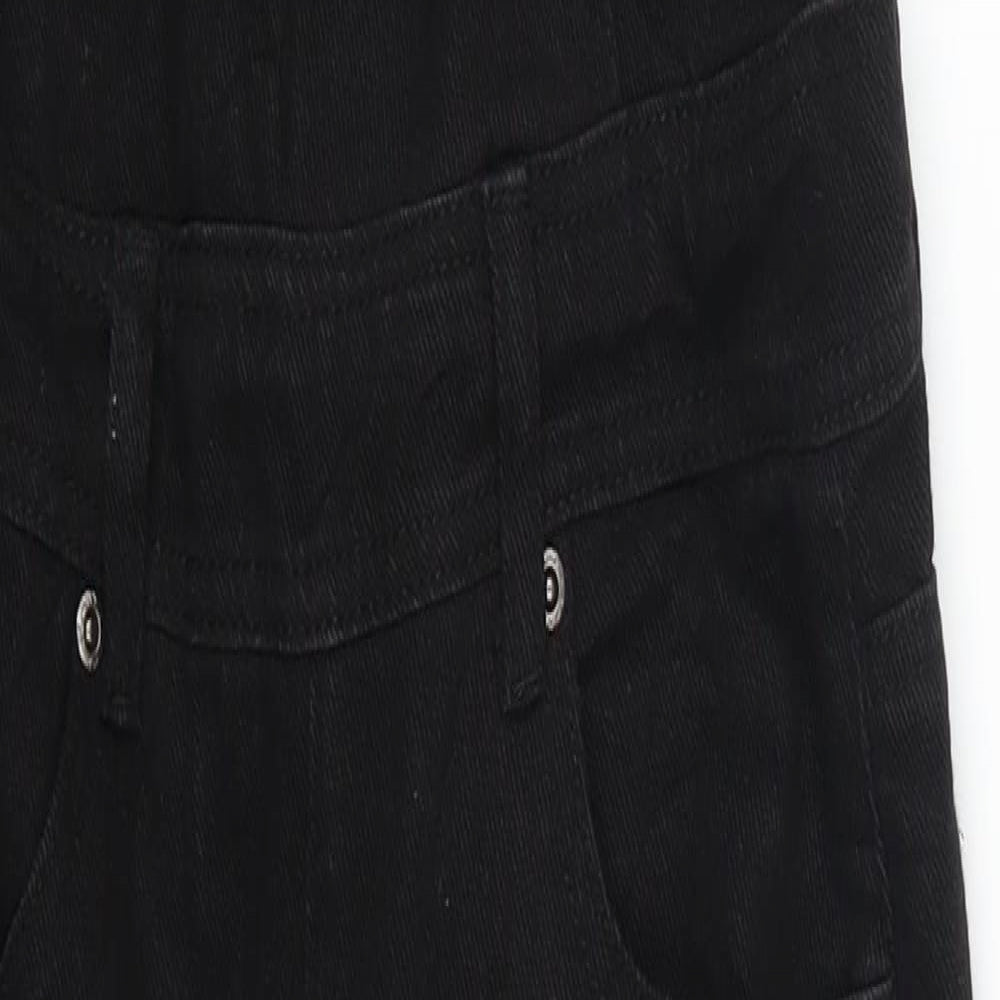 Preworn Womens Black  Denim Dungaree One-Piece Size 6 L26 in