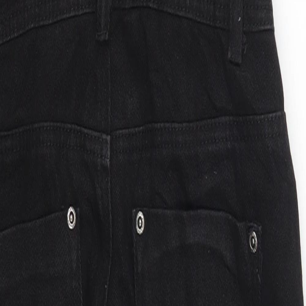Preworn Womens Black  Denim Dungaree One-Piece Size 6 L26 in