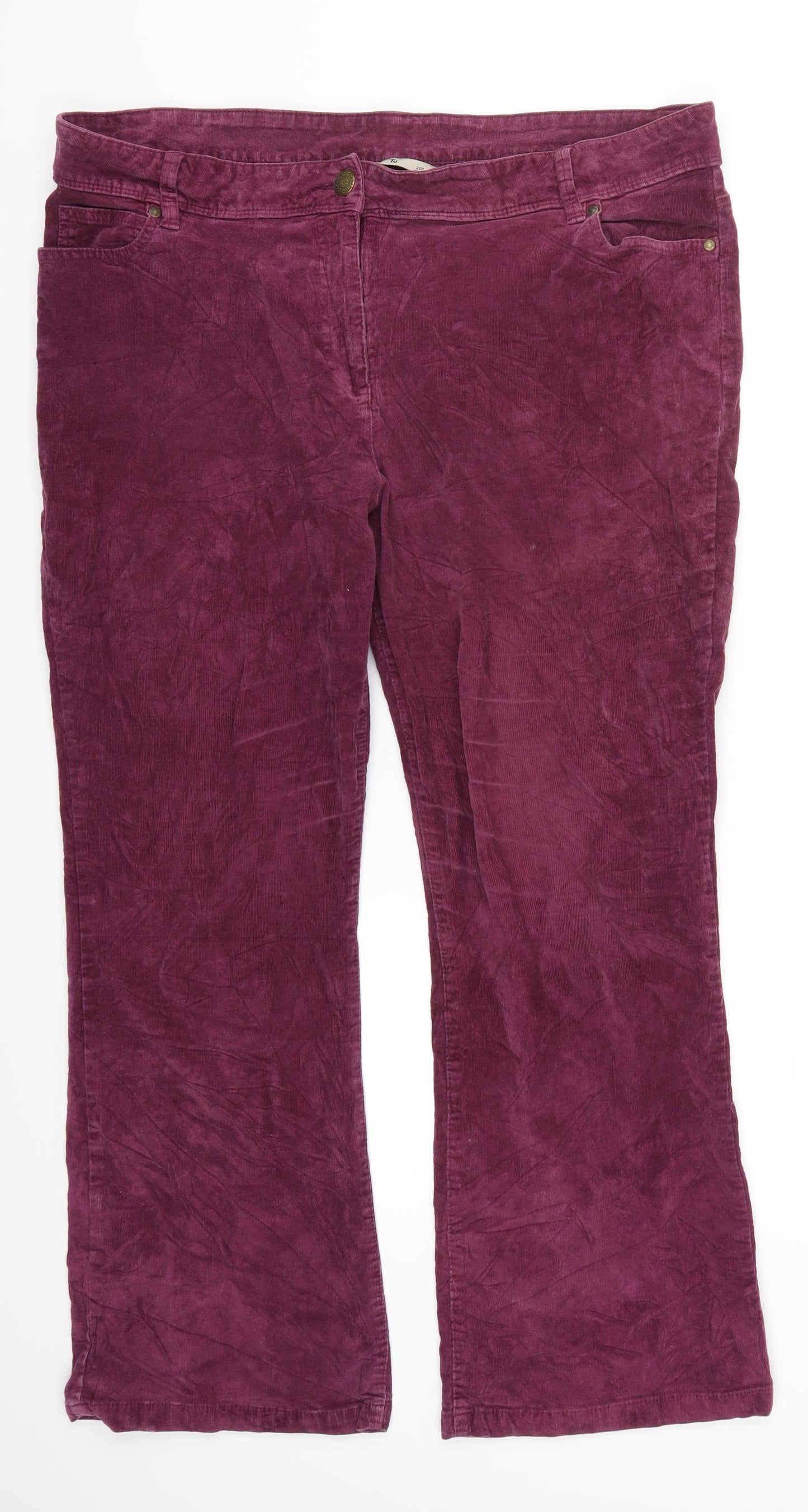 TU Womens Pink  Corduroy Trousers  Size 20 L29 in