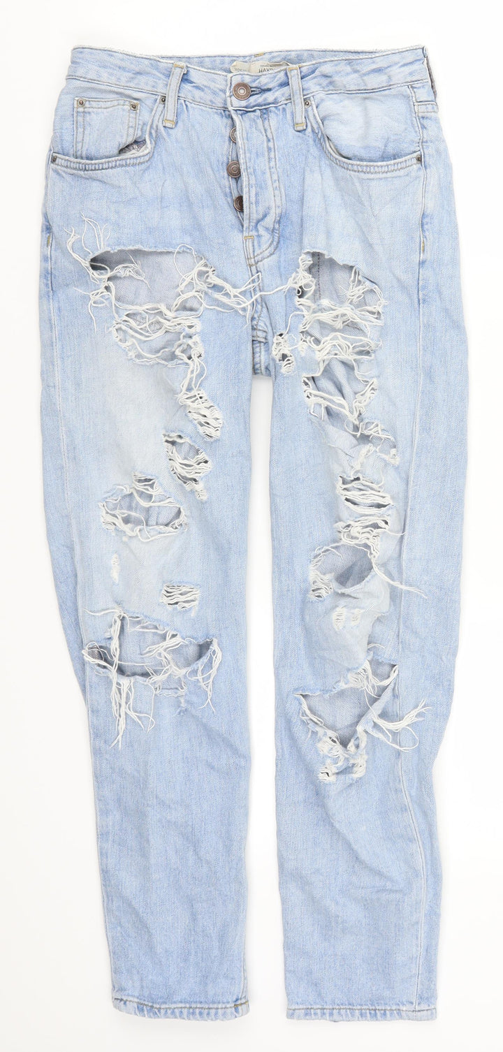 Topshop Womens Blue Denim Mom Jeans Size 25 in L27 in