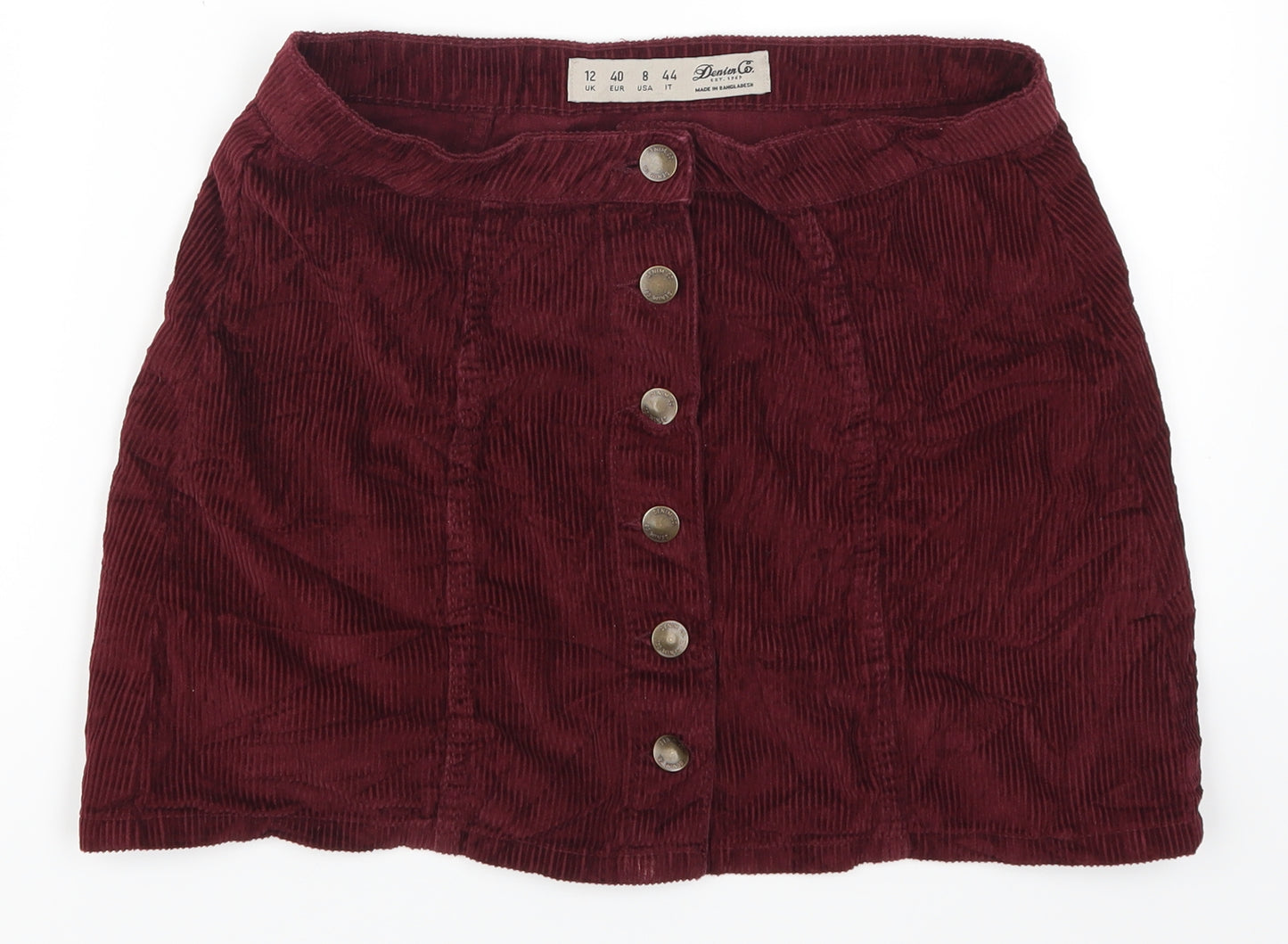 Denim Co Womens Red  Corduroy Mini Skirt Size 12