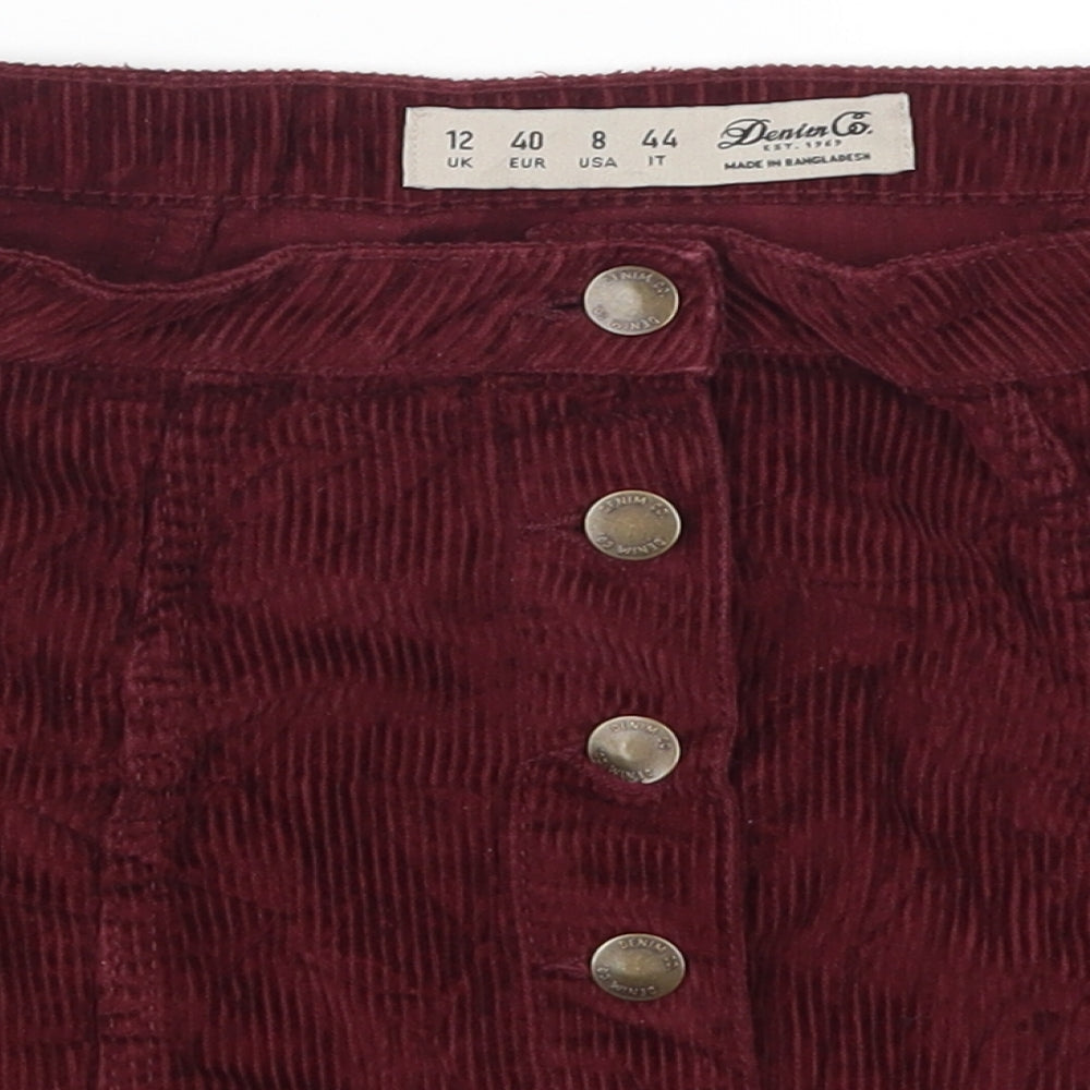 Denim Co Womens Red  Corduroy Mini Skirt Size 12