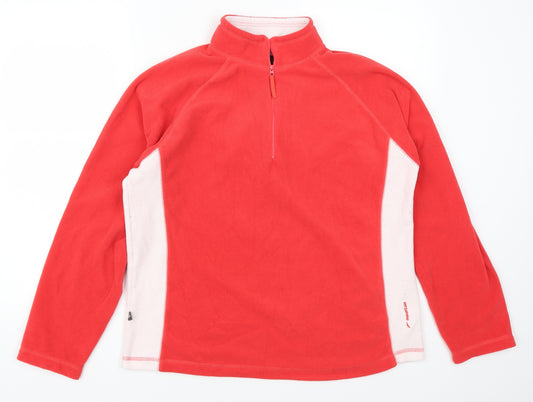 Front view of Mountain Life women’s red fleece jacket, size UK 10