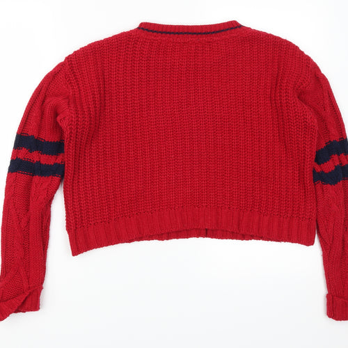 Cooperative Womens Red Striped  Pullover Jumper Size S