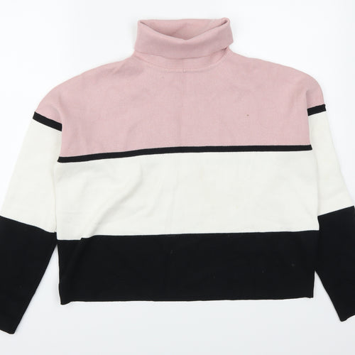 New Look Womens Pink Striped  Pullover Jumper Size M