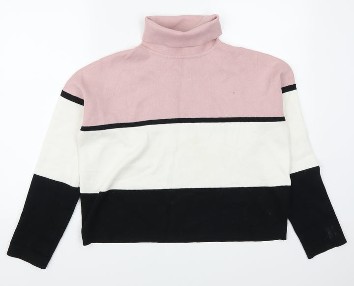 New Look Womens Pink Striped  Pullover Jumper Size M