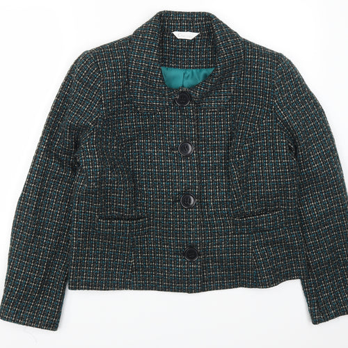Classics Womens Blue Check  Pea Coat Coat Size 16