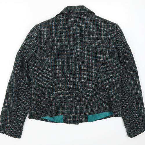 Classics Womens Blue Check  Pea Coat Coat Size 16