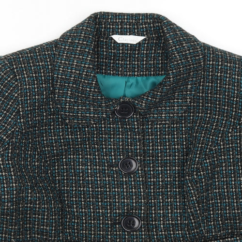 Classics Womens Blue Check  Pea Coat Coat Size 16