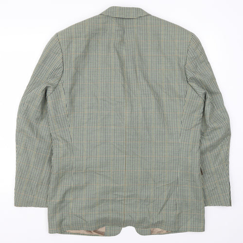 Van Kollen Mens Green Houndstooth  Jacket Suit Jacket Size 42