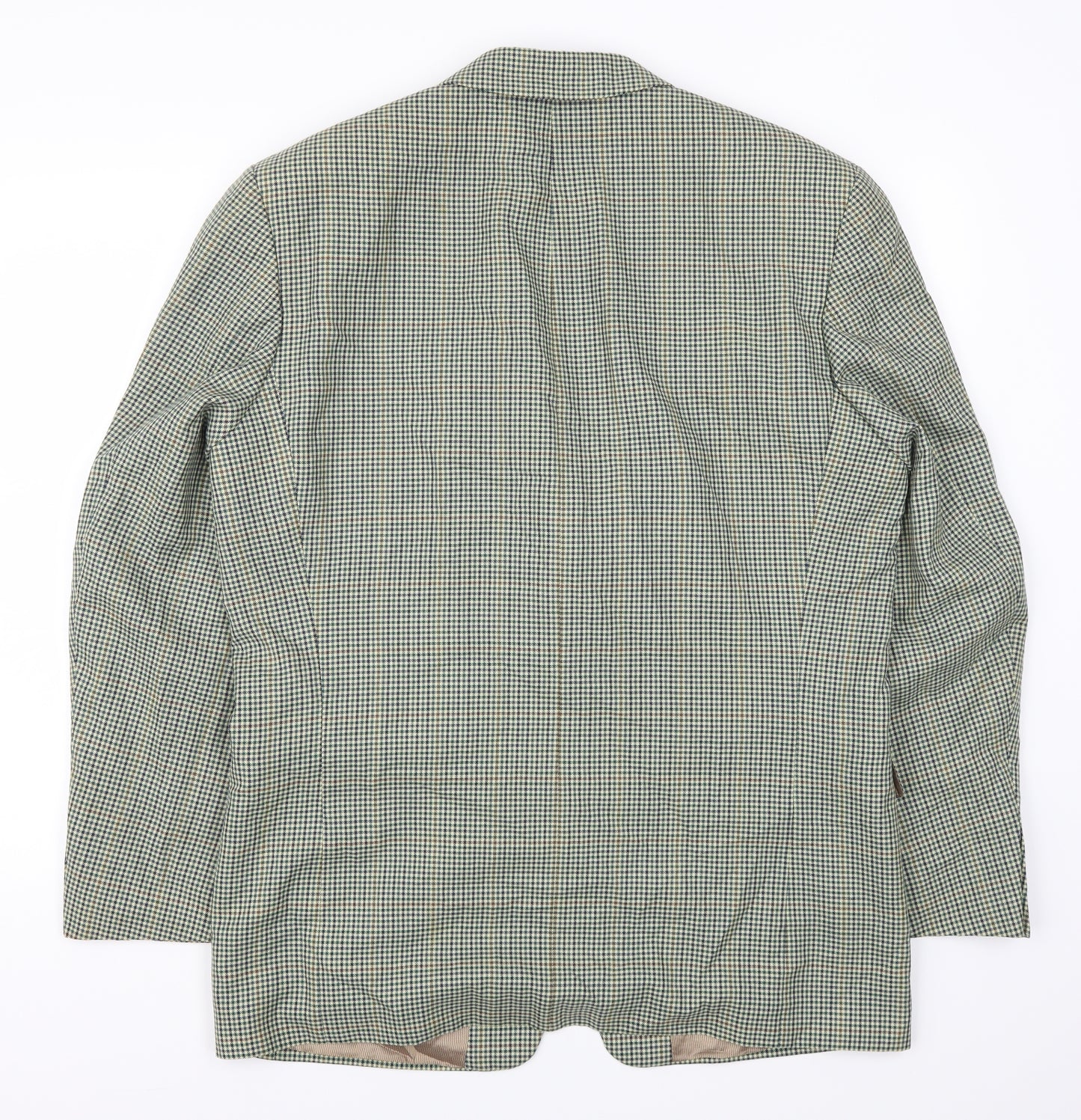 Van Kollen Mens Green Houndstooth  Jacket Suit Jacket Size 42