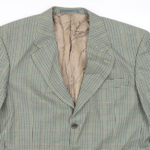 Van Kollen Mens Green Houndstooth  Jacket Suit Jacket Size 42