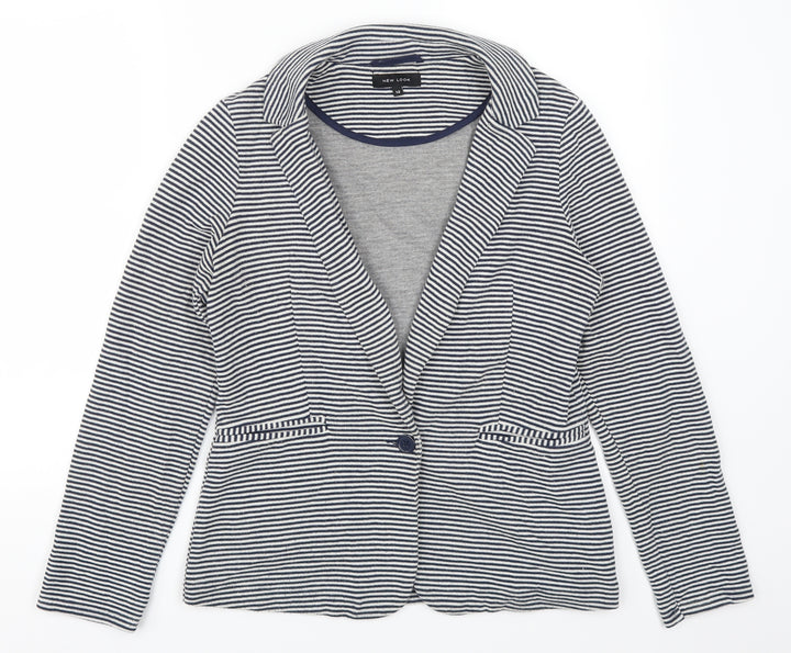 New Look Womens Blue Striped Jacket Size 12