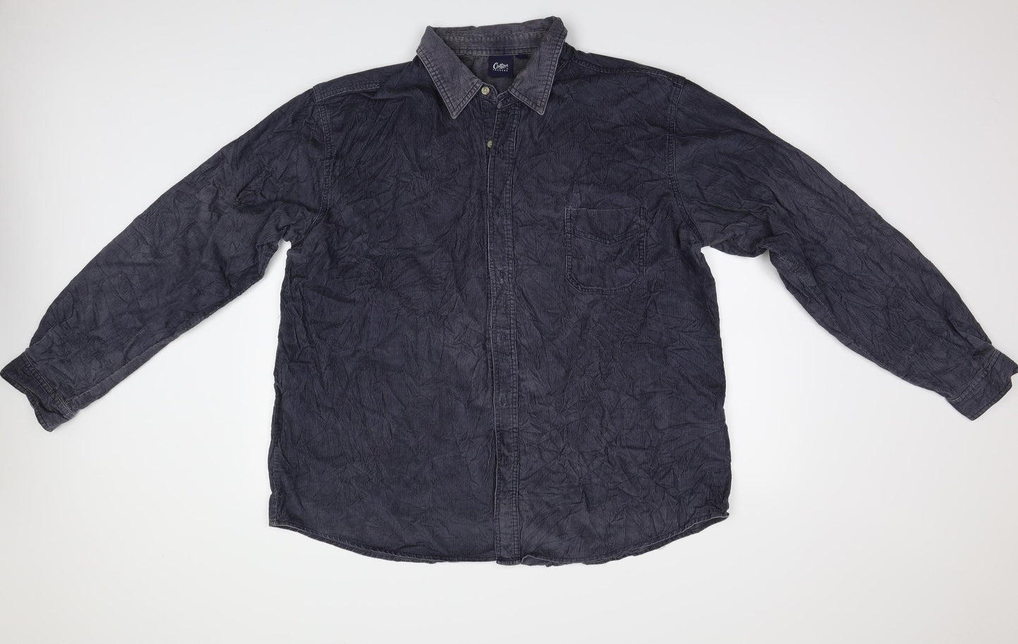 Cotton Traders Mens Grey  Corduroy  Button-Up Size 2XL
