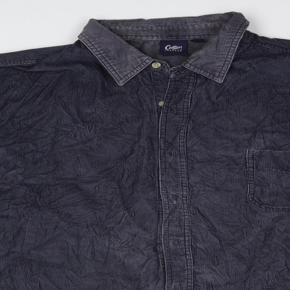 Cotton Traders Mens Grey  Corduroy  Button-Up Size 2XL