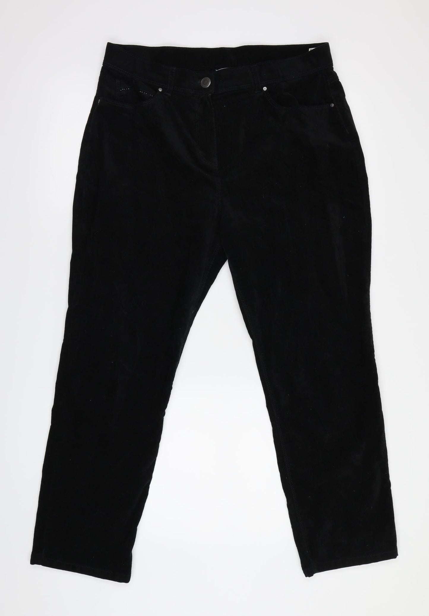 M&S  Womens Black  Denim Trousers  Size 14 L25.5 in
