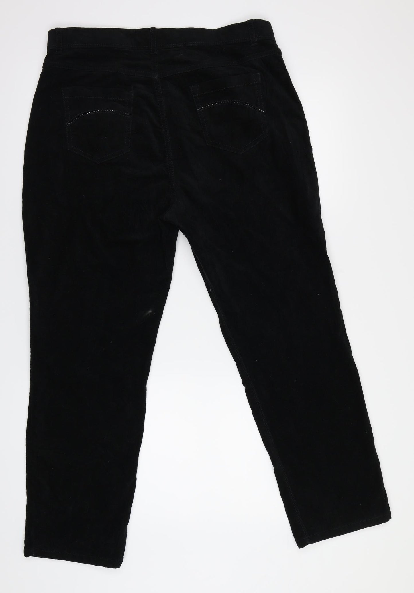M&S  Womens Black  Denim Trousers  Size 14 L25.5 in