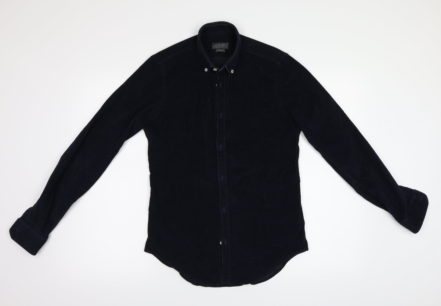 ZARA MAN Mens Black  Corduroy  Button-Up Size 14