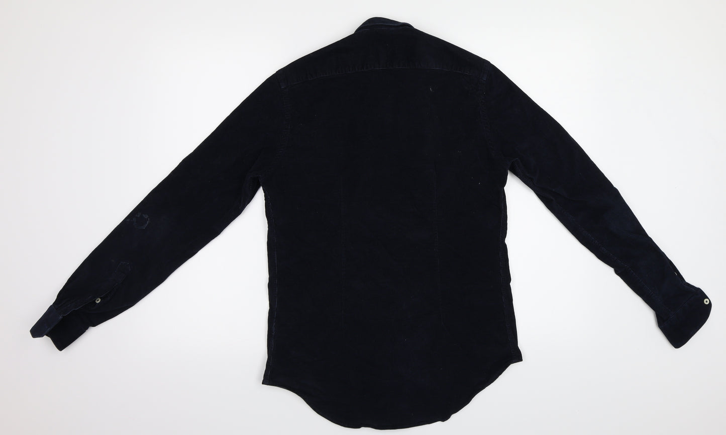 ZARA MAN Mens Black  Corduroy  Button-Up Size 14