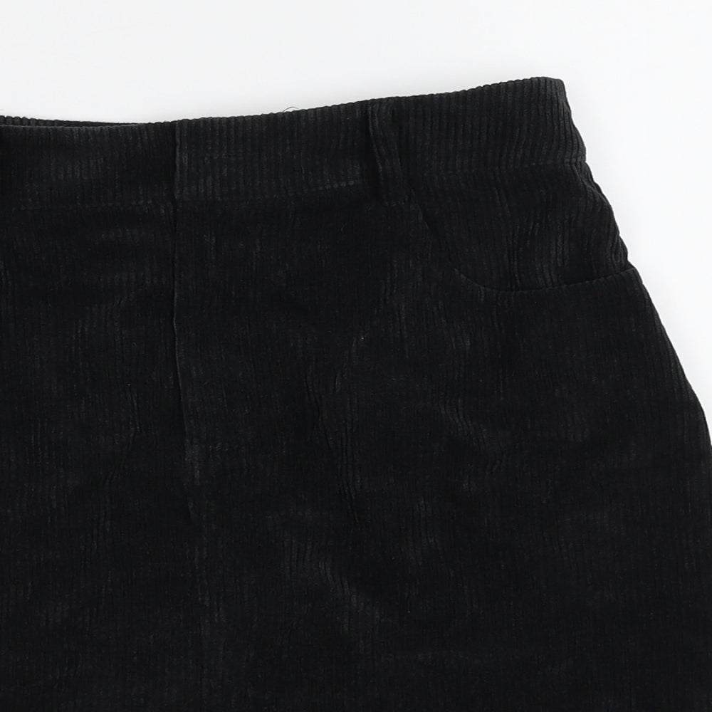 Boohoo Womens Black  Corduroy A-Line Skirt Size 8
