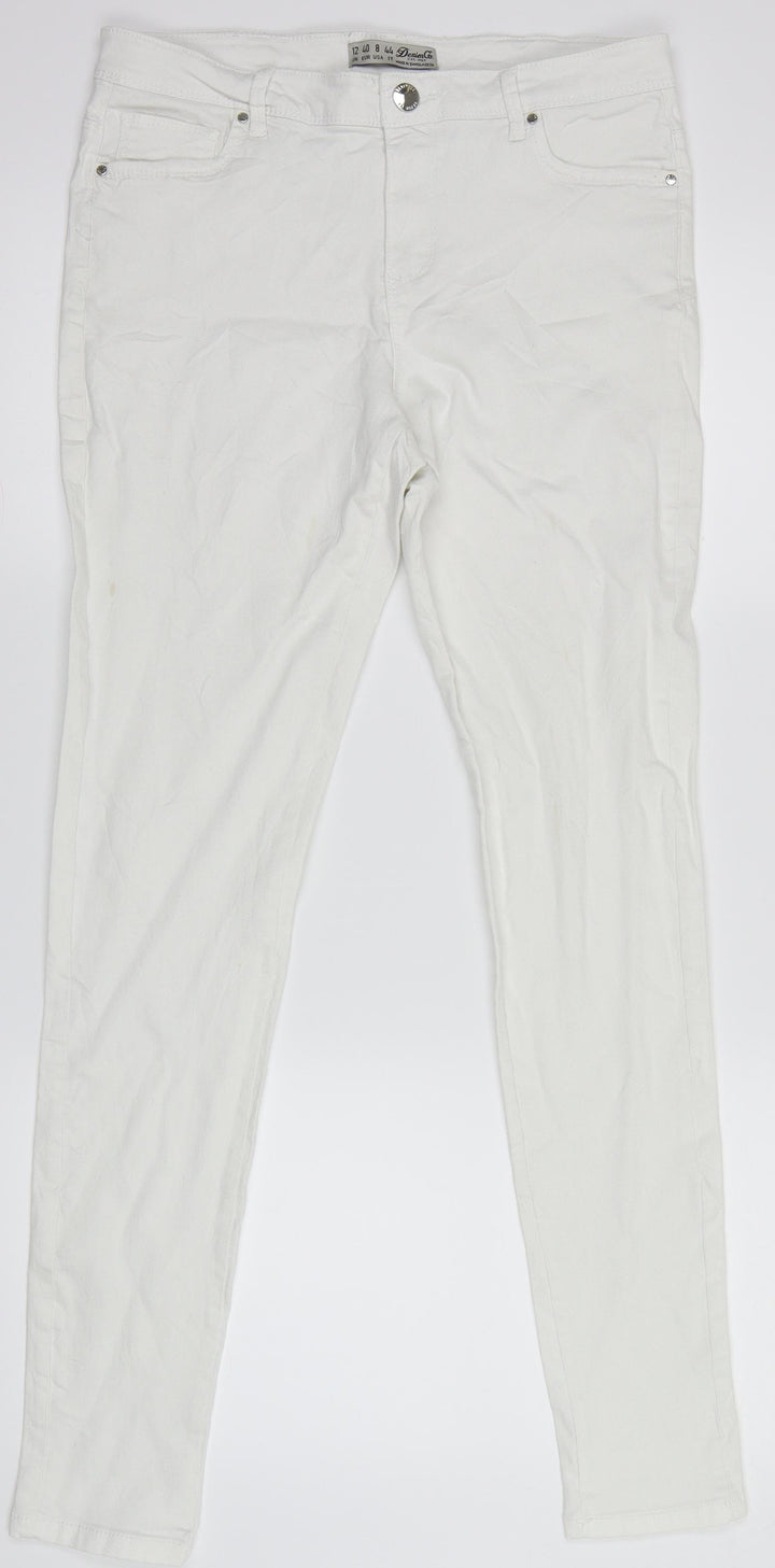 Denim Co. Womens White Denim Skinny Jeans Size 12 L31 in