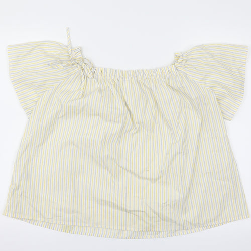 H&M Womens Yellow Striped  Basic Blouse Size 14