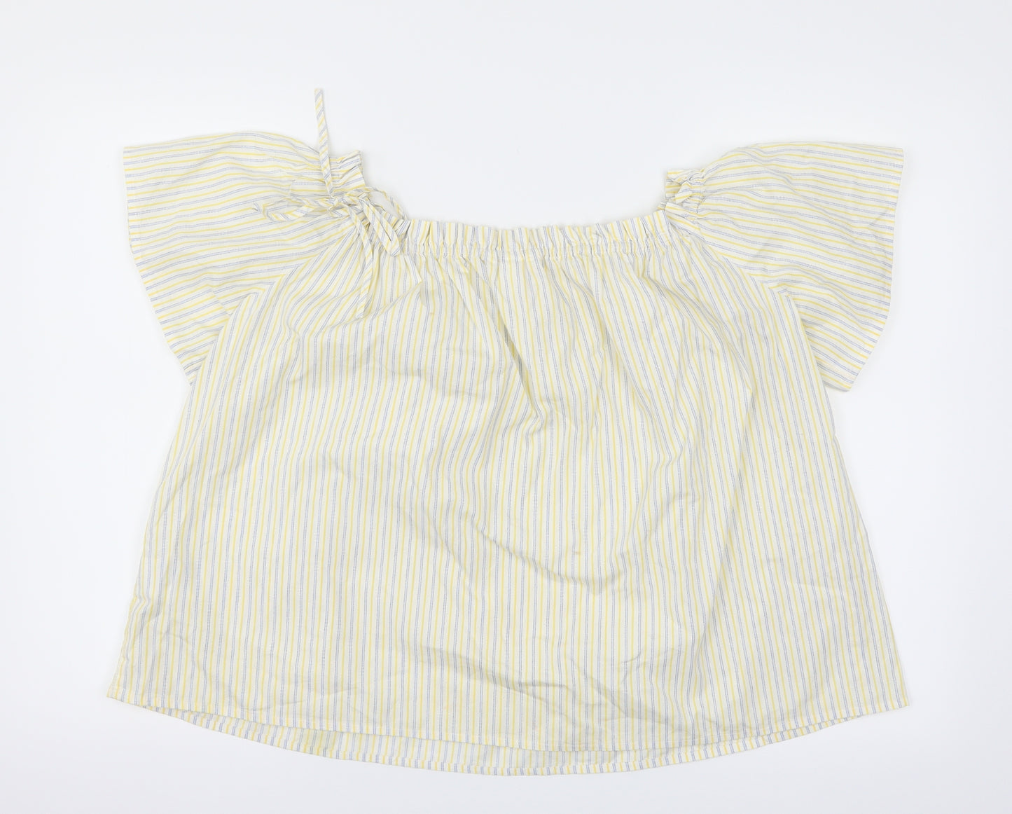 H&M Womens Yellow Striped  Basic Blouse Size 14