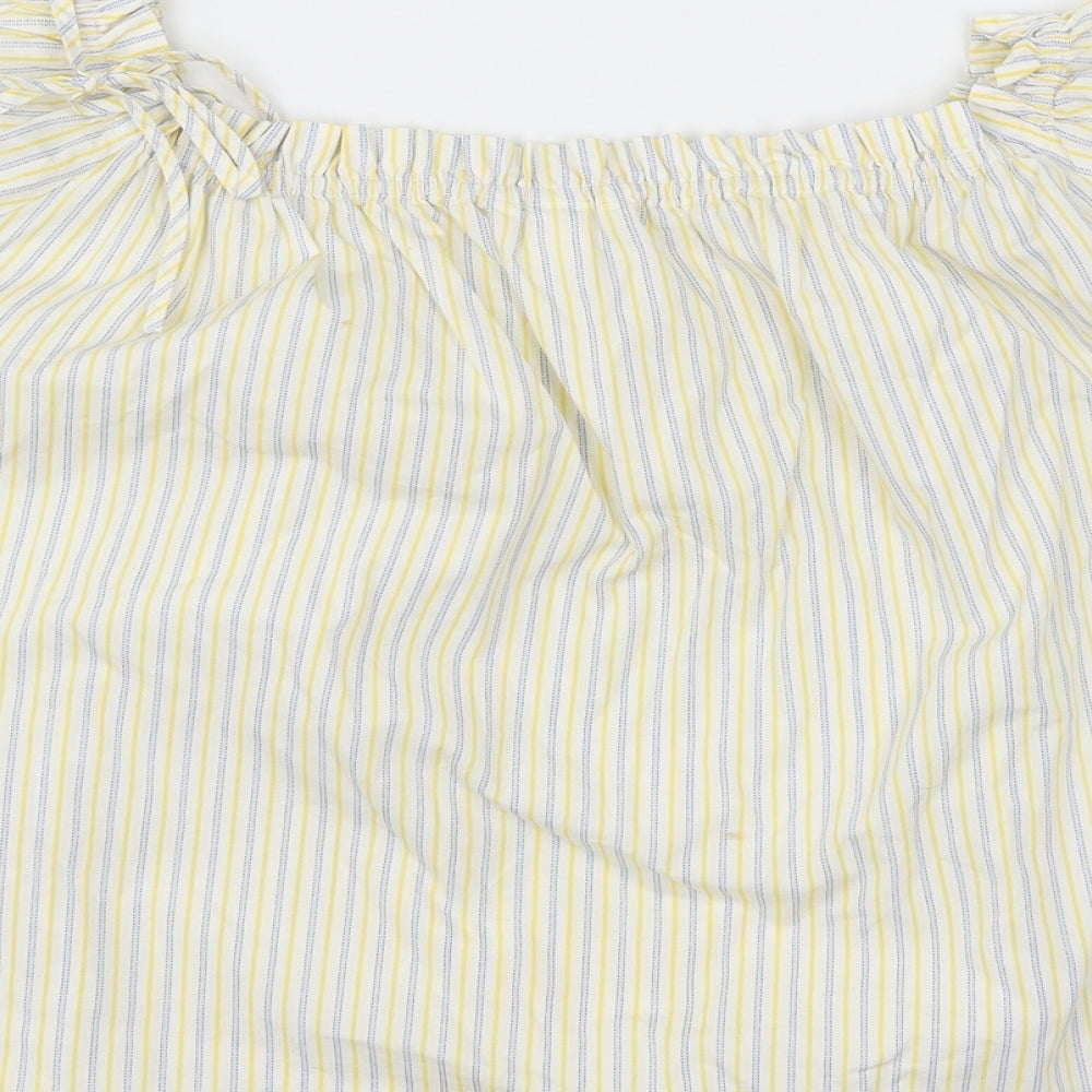 H&M Womens Yellow Striped  Basic Blouse Size 14