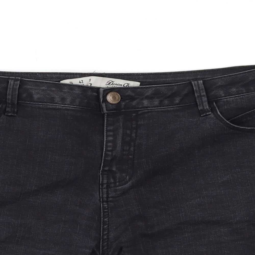 Denim & Co. Womens Black   Cut-Off Shorts Size 14