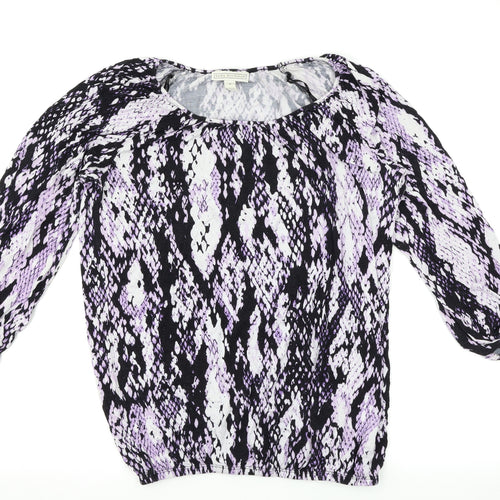 Dana Buchman Womens Purple Animal Print  Basic T-Shirt Size S