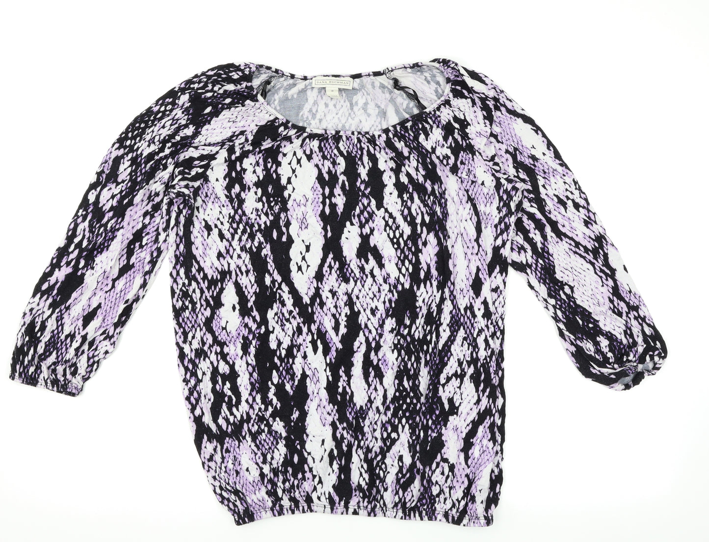 Dana Buchman Womens Purple Animal Print  Basic T-Shirt Size S